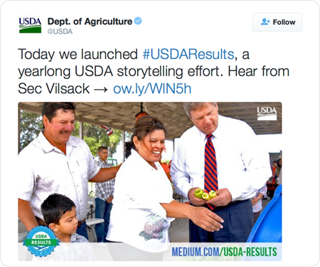 Today we launched #USDAResults, a yearlong USDA storytelling effort. Hear from Sec Vilsack → http://ow.ly/WIN5h  