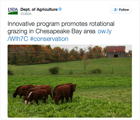 Innovative program promotes rotational grazing in Chesapeake Bay area http://ow.ly/WIh7C  #conservation 