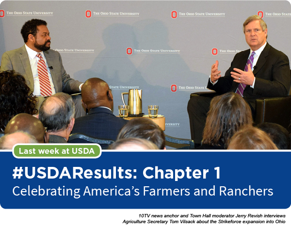 10TV news anchor and Town Hall moderator Jerry Revish interviews  Agriculture Secretary Tom Vilsack about the Strikeforce expansion into Ohio