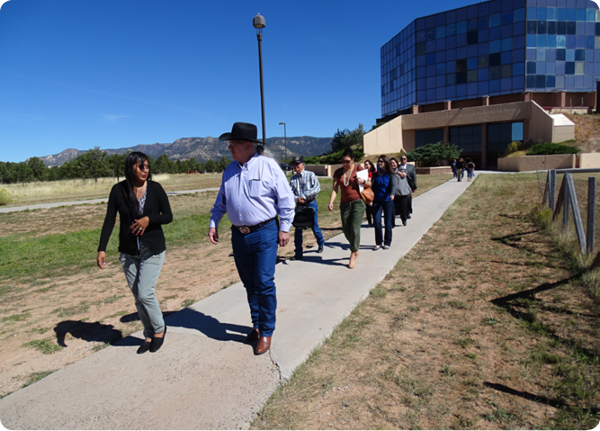 Arthur “Butch” Blazer and colleagues on a tour of Diné College in Tsaile, Arizona