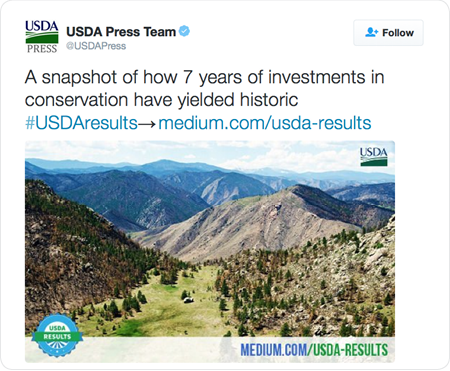 A snapshot of how 7 years of investments in conservation have yielded historic #USDAresults→http://www.medium.com/usda-results 