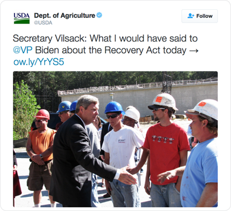 Secretary Vilsack: What I would have said to @VP Biden about the Recovery Act today → http://ow.ly/YrYS5