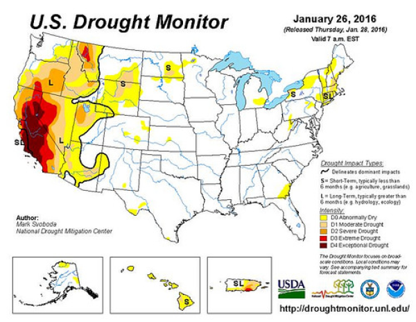 U.S. Drought Monitor Drought Assessment map