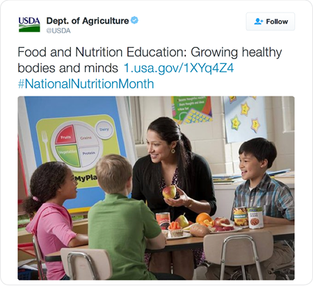   Food and Nutrition Education: Growing healthy bodies and minds http://1.usa.gov/1XYq4Z4  #NationalNutritionMonth 