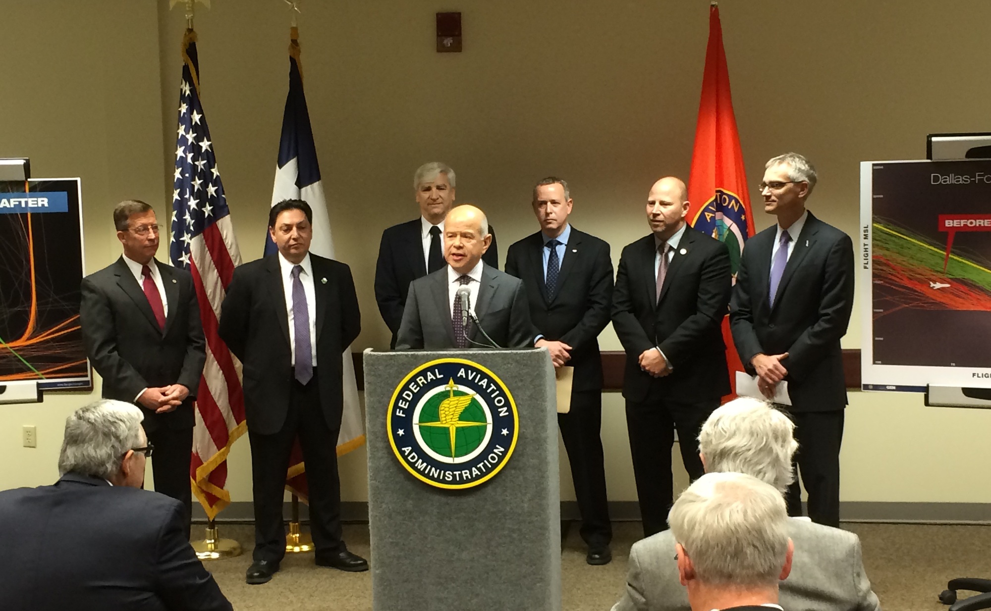 Photo of Michael Huerta announcing North Texas metroplex