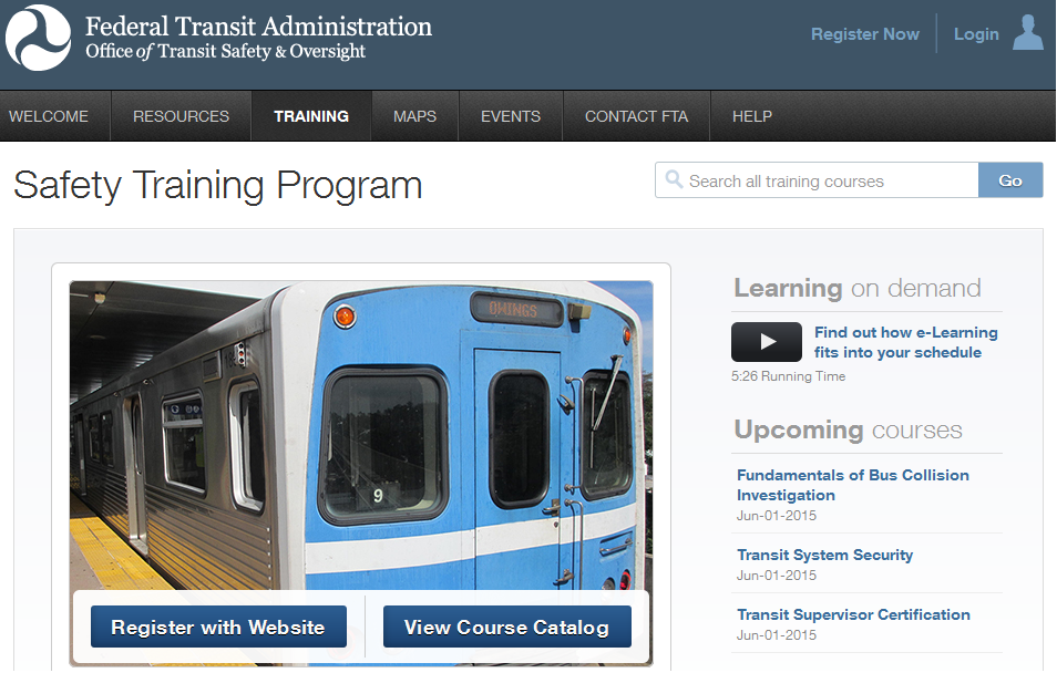 Screenshot of FTA safety website