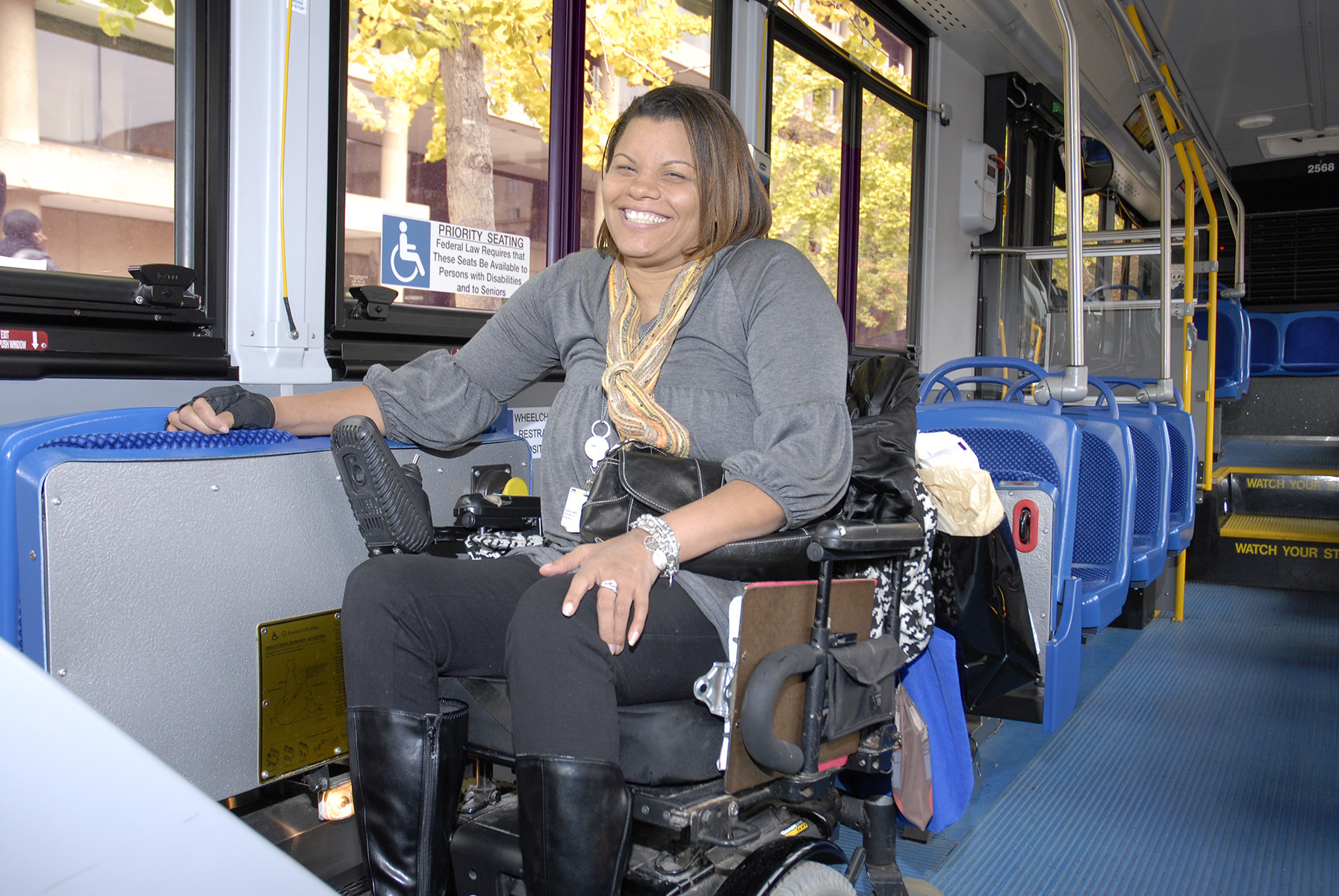 Bus passenger in wheelchair