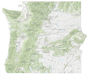 Map of public lands in Washington and Oregon.