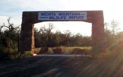 Historic entrance to Wichita Mountains Wildlife Refuge