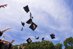 Graduation Caps Thrown in the Air