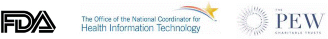 Logos of the FDA, the Office of the National Coordinator for Health Information Technology, and the Pew Charitable Trusts