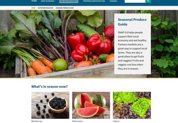 seasonal produce guide screenshot