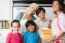 Hispanic family in kitchen
