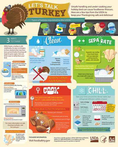 Infographic on safely preparing turkey