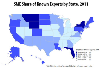 In five states, Small- and Medium-sized Enterprises produce more than 50 percent of known exports for the state.