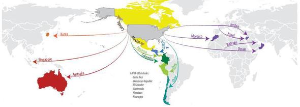 US FTA Partner Map