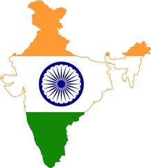 India shape in flag colors