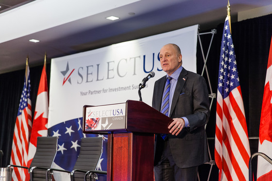 Photo of U.S. Ambassador to Canada Bruce Heyman speaking at SelectUSA Canada 2015