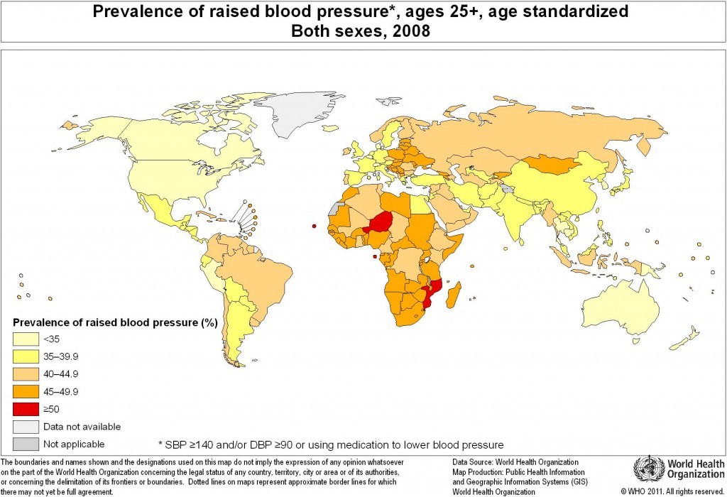Blood pressure is highest in low-income countries Source: World Health Organization