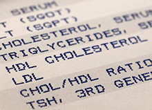 Lab report showing cholesterol.