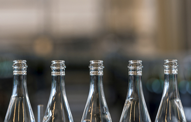 A row of empty bottles.