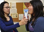 Spirometry testing during asthma visit at Dorchester House Multi-Service Center.