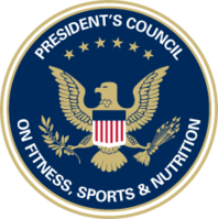 Blue and gold seal logo: President’s Council on Fitness, Sports & Nutrition