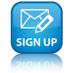 Blue square with envelope and pen icon: "Sign Up"