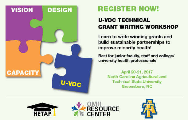 U-VDC Technical Grant Writing Workshop, April 20-21, NC Agricultural and Tech State U, Greensboro, NC
