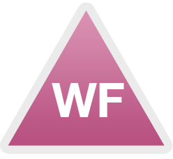 Workforce EN choosework.net symbol: Pink triangle with "WF" in the middle
