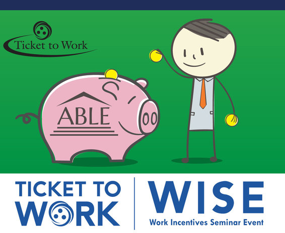 Ticket to Work's WISE webinar logo banner