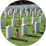 (Circle, fixed) Cemetery with flags