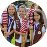 (Circle) Girl Scouts Carrying Flags
