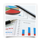 Research information graphics chart and pen.