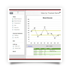 Female healthcare professional interacting with futuristic display.