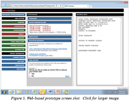 Web-based prototype screen shot