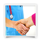 Medical professional shaking a patient's hand