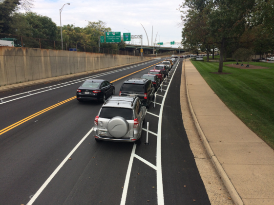 Protected bike lane on Army Navy Drive