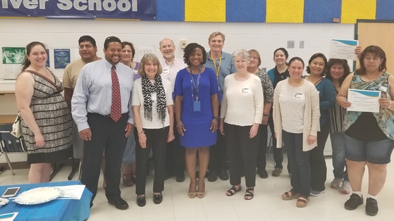 Volunteers at breakfast