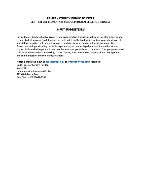 Principal Selection Process