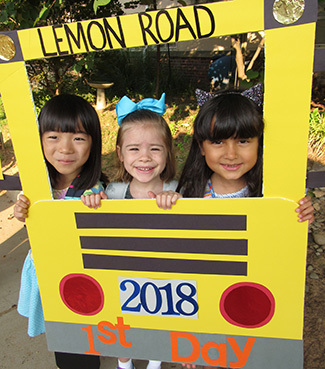 lemon road students on first day of school