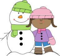 Clipart of a child and snowman