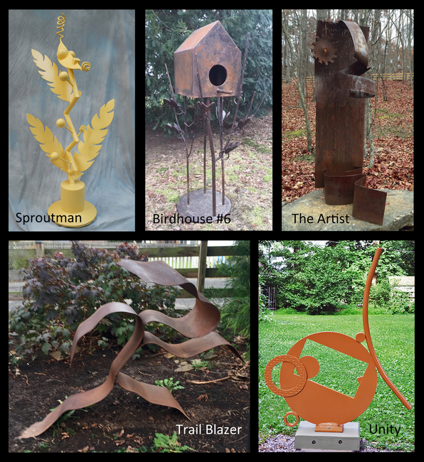 Collage of the five artSPARKS Sculptures