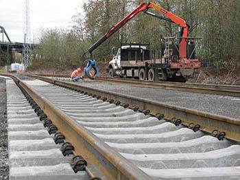 Crane used for moving track into place