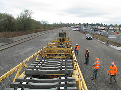 Photo of Everett Yard track laying operation