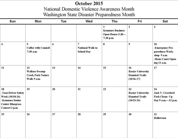 October calendar