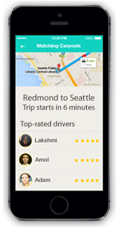 rideshare app on smart phone