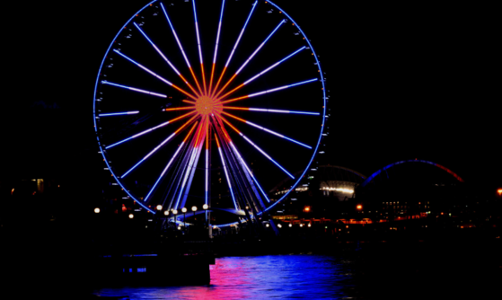 Seattle Great Wheel in French Flag Colors
