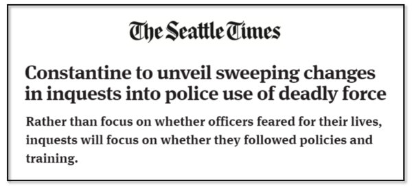 Seattle Times coverage of inquest overhaual