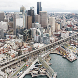 aerial view of downtown Seattle